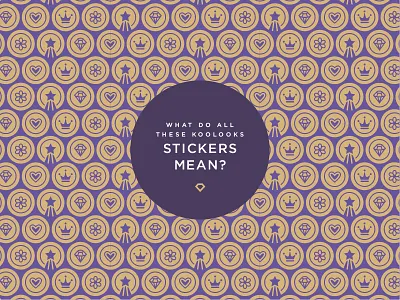 Koolooks Stickers branding crown diamond flower gem heart iconography icons identity pattern star