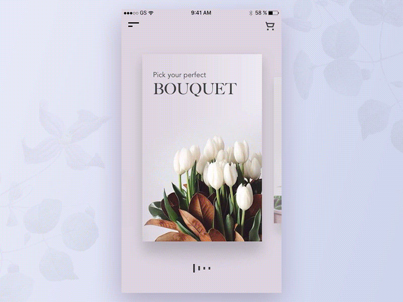 Flower App cards cards motion cart ecommerce flowers ios scrolling store