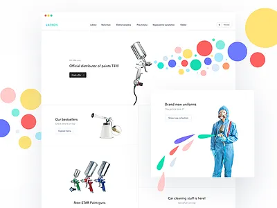 Paint shop homepage 🎨 agency homepage landing page mobile shape shapes ui ux web webdesign