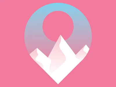 Mt. Pin drop pin illustration mountain pin sun