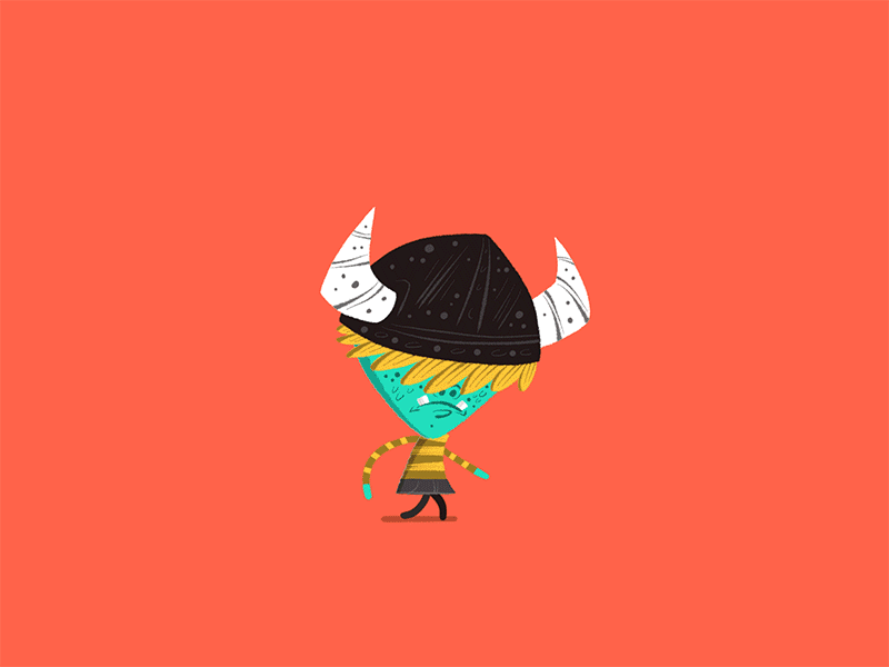 Lil Viking gif horns illustration junkykid kid viking walking