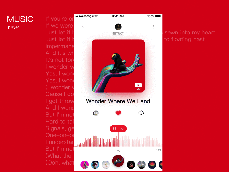 Music player app musicplayer red ui ux.music
