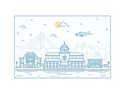 Landmarks In Lines (Bandung) bandung city icon illustration landmarks line art