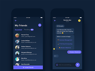 Online Course App - Dark Theme android app bot chat education ios learn message profile social user