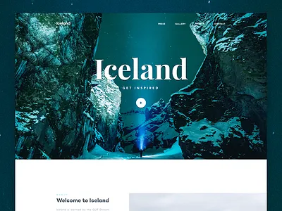 Iceland Website home home page iceland journey landing landing page nature ui web