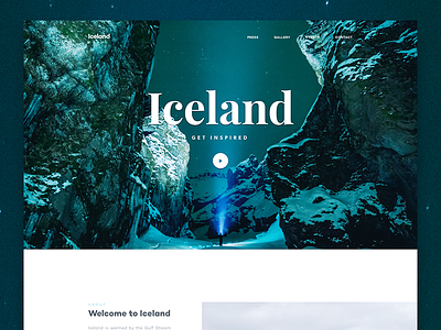 Iceland Website home home page iceland journey landing landing page nature ui web
