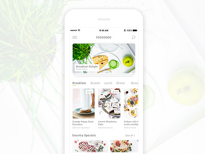 Fooooode- Recipe App app breakfast cooking food minimal modern recipe