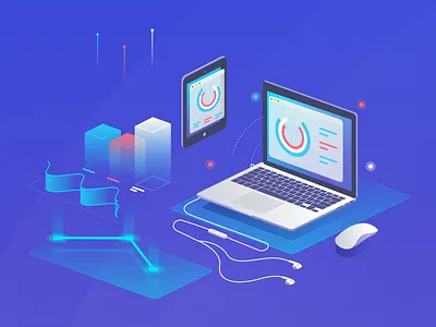 Poster Illustration animation fintech gradient graphic header illustration isometric poster