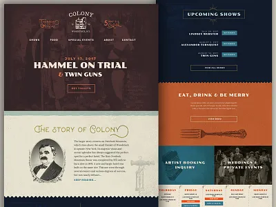 Colony Woodstock Web Design music venue vintage web design woodstock