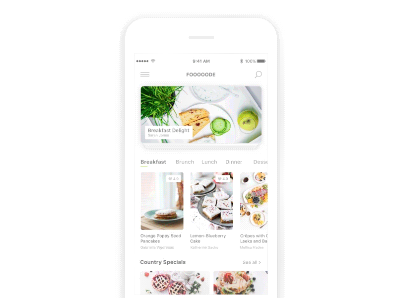 Fooooode App app food foodie interaction principle recipe ui