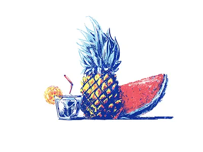 Summer Vibes cocktail drink fruit paint pineapple summer tropical watermelon