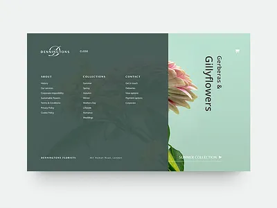 Menu — Flowershop flat design minimal photography ui design user interface