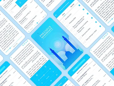 Book Reading App android aqua arabic book bookmark illustration ios mobile mosque precious reading ui