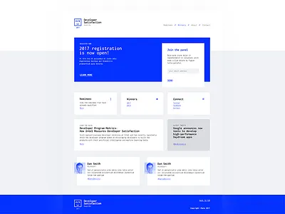 Developer Satisfaction Awards Website awards blue branding code coding developers identity logo monospace programmers