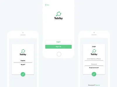Tabiby: Login Screens app clean clinic design doctor hospital language login mobile search signin signup
