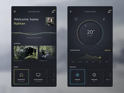 Smart Home App app clean dark design flat home ios iphone mobile smart ui ux