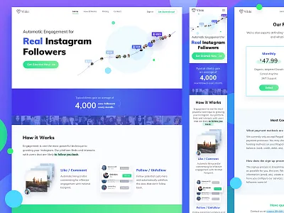 Vibbi Landing page button cta header icon illustration instagram landing marketing page works