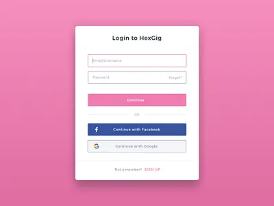 Login | HexGig dialog login sketch ui web