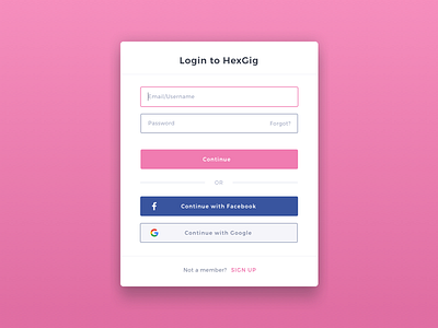 Login | HexGig dialog login sketch ui web