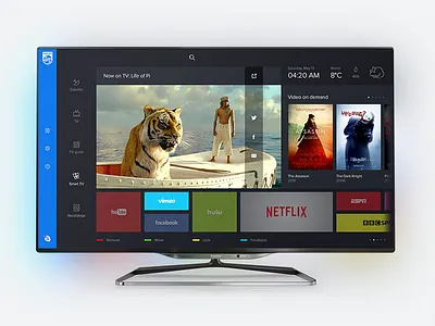 Philips Smart TV dashboard redesign—Daily UI #025 dailyui dark philips smart tv ui ux