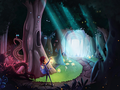 Deep Forest adventure boy dog environment explore forest game skulls spooky woods