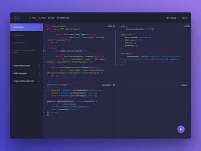 JSFiddle Design code dashboard design editor google interface jsfiddle material software text