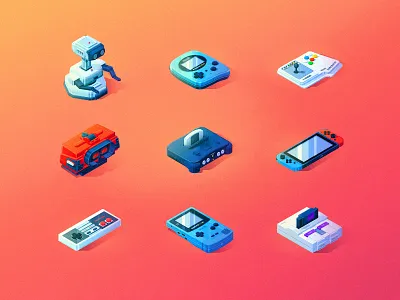 Nintendo Knick-Knacks gaming icons isometric nintendo ui ux vector