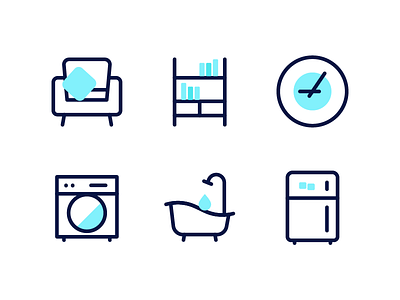 Home Icons bathtub bookshelf clock couch fridge furnitures home icons reno washer