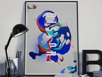 Poster #001 abstract colors distort gradient poster typography