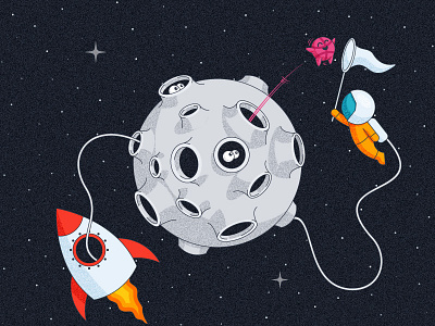 Dribbble Invite astronaut dribbble invite moon planet rocket space star