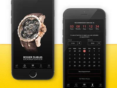 Watch House - My Watch & Service Schedule appointment buttons calendar dropdown dubuis roger schedule service tracker watch