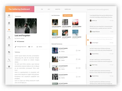 Web Dashboard for an app app clean comments dashboard rebound testimony webgui white