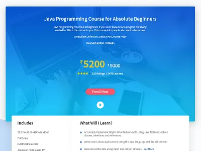 Course Page for a educational website course education landing page school web design website
