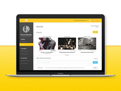 Watch House - Backend Dasboard access announcements backend collections controls dashboard events house new watch