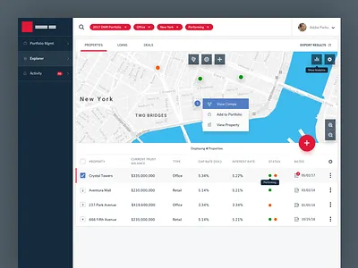 Property Research Tool dashboard list map ui