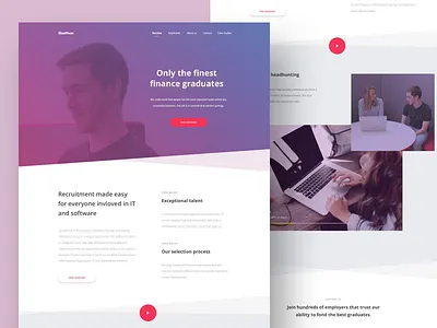 Bluemoon Recruitment app interface marketing ui web website