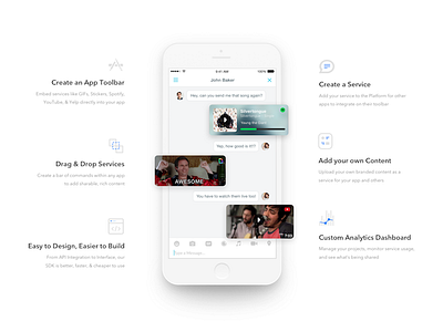Tapslash Features Header development drag drop features gif iphone mock sdk services spotify tapslash youtube