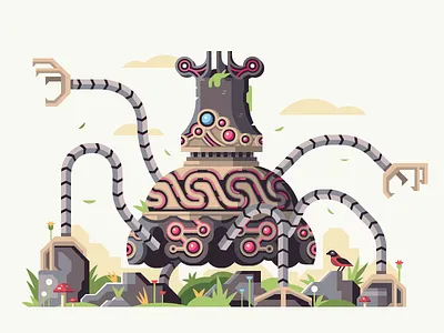 Ancient Defender ancient bird breath of the wild cloud grass guardian mushroom technology video game zelda