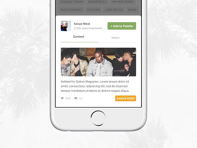 Interest View ios mobile profile ui ux