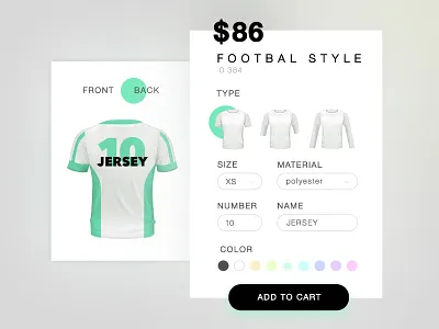 T-shirt maker cart clothes football order shop size sport store t shirt ui