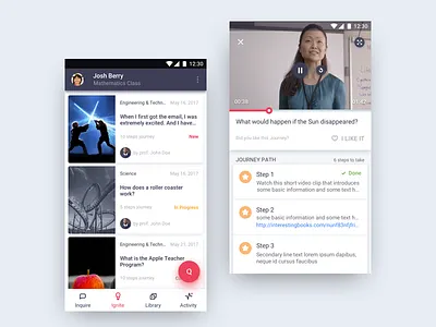 Recap App app design education flat interface mobile ui user ux