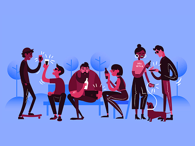 Design Drinks Meetup #2 character cover drinks event flat illustration nighlife park