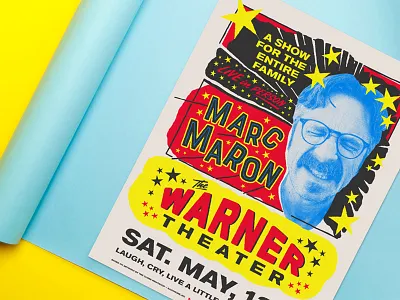 Maron french paper globe globe poster gogo letterpress marc marc maron maron podcast silkscreen wtf