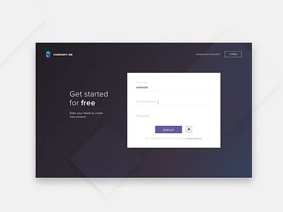 Codetasty Signup codetasty forgot forgot password get started ide login onboarding sign up signup sketch webdesign