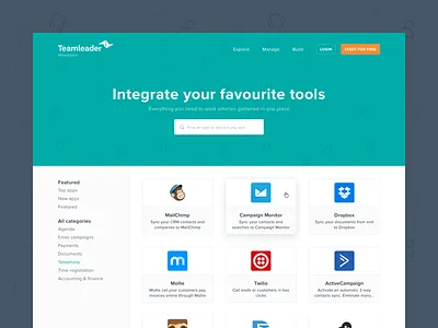 Teamleader Marketplace - Integrate your favourite tools connect design integrations marketplace product design teamleader tools ui ux