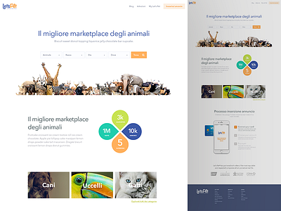 Let's Pet Landing page v1 birds cats dogs kalman landing lets light magyari marketplace page pet