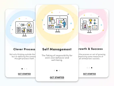 Onboarding Screens app design icons illustrations management mobile onboarding process screens success ui