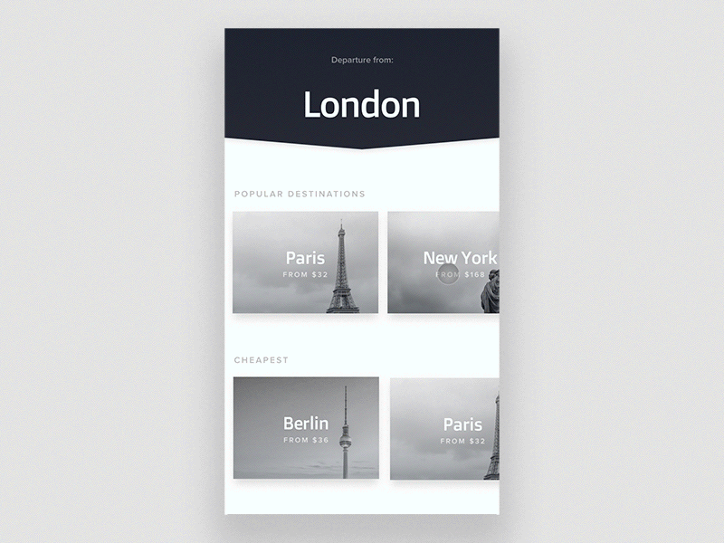 Flights UI Concept Challenge after animation bw calendar clean effects flights list motion ui view