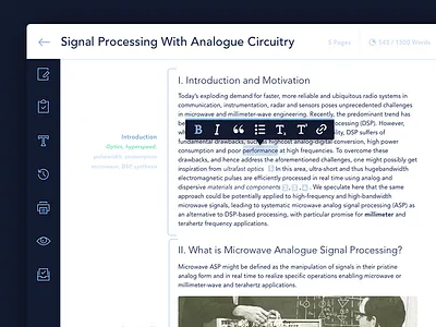 Academic Text Editor academic student text editor ui