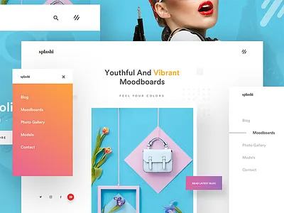 Moodboard website presentation & M-web cards gradient interaction landing page menu mobile ui moodboard photo portfolio ui ux website